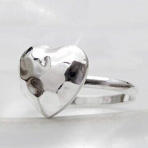 925 Sterling Silver Heart Ring, Everyday Layering Love Ring, Minimalist Ring